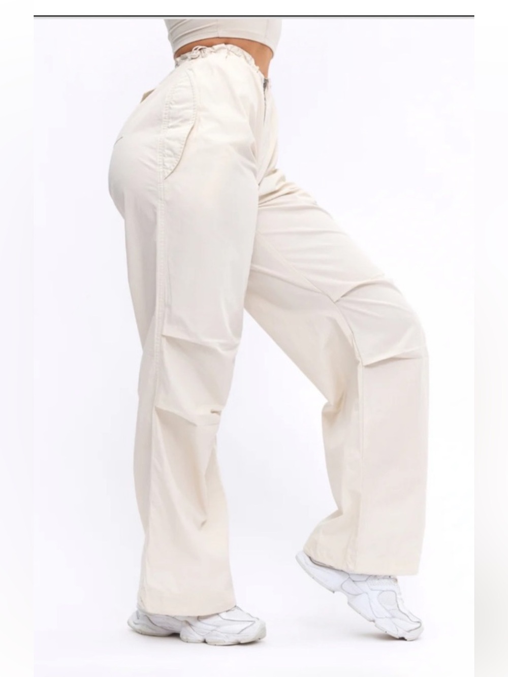 Buffbunny Cargo Pants Medium Adventure Womens Bone White Pockets Casual Fall - Picture 2 of 7